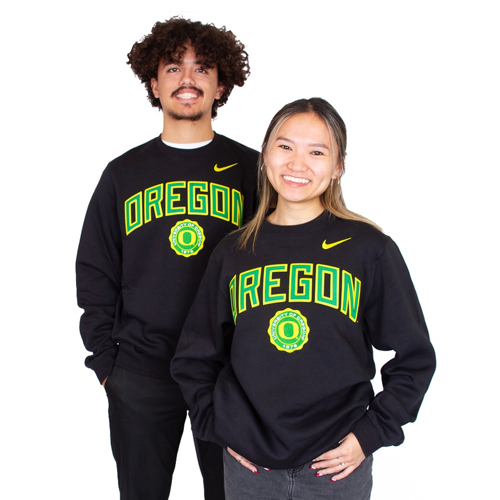 Classic Oregon O, Nike, Black, Pullover, Cotton Blend, Men, Phoseal, Sweatshirt, 813489